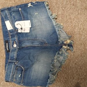 Never worn high rise Express jean shorts